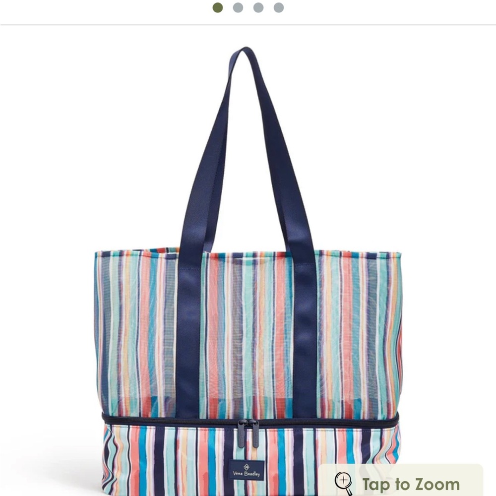 Vera Bradley Blue and Pink Striped Tote Bag Set